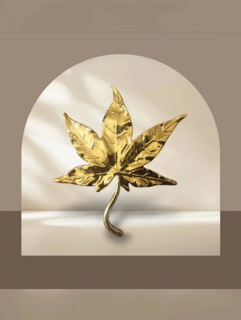 Golden Foil Covered Leaf Brooch